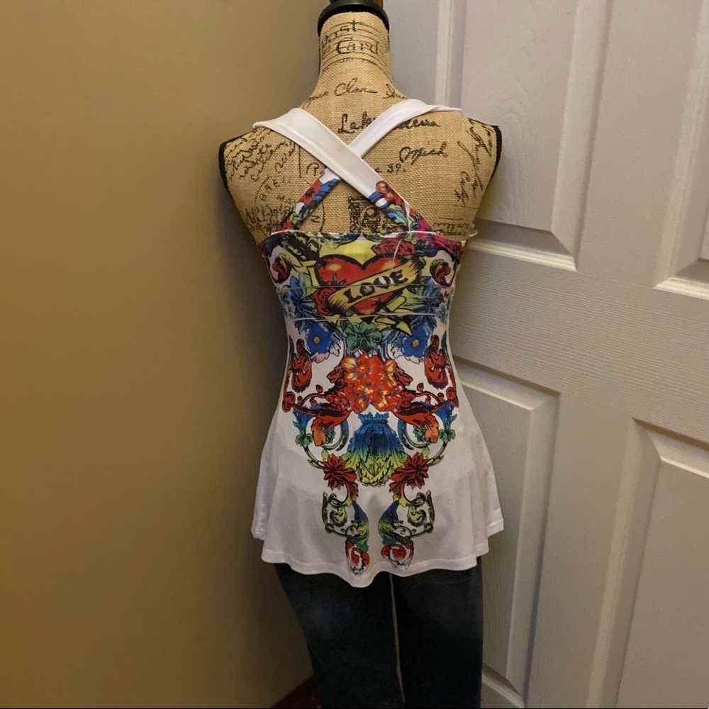 Body Central White Multicolored Patterned Top - image 8